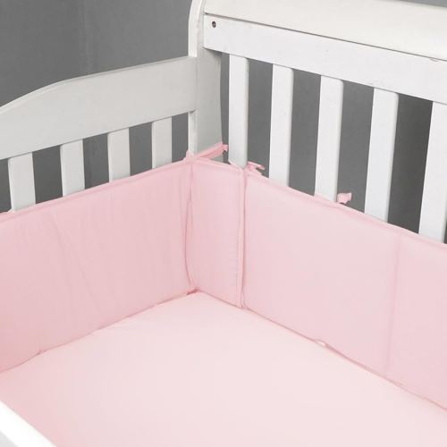 4 Sides Crib Liner Pads for Full Size Cribs,Upgraded Crib Padded Cushioned Liners Crib Anticollision Pads,New Pink Covers-Long Pieces (111in x 11in), Short Pieces(82in x11in) (2025 New Updated) (Pink)