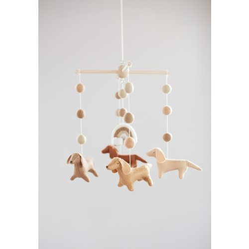 Dachshunds and rainbow baby mobile, nursery decor, dog mobile, pet lover gift, baby shower gift, neutral baby mobile