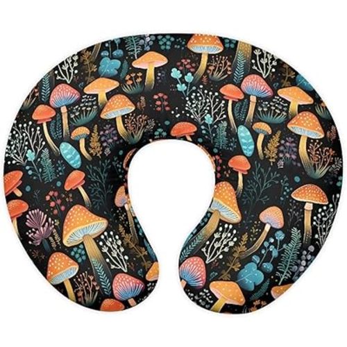 Lotusorchid Mushroom Print Nursing Pillow Cover, Washable Breastfeeding Pillow Cover Breathable Soft Nursery Feeding Pillowcase, Stretchy Nursery Breast Feeding Pillow Slipcover for Infant Baby