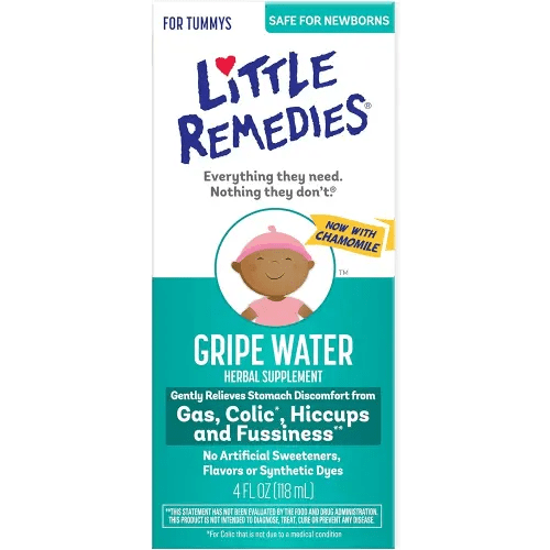 Little Remedies Gripe Water-No Alcohol, Sodium Bicarbonate, Artificial Color & Gluten Free-Safe for Newborns, 4 Fl. Oz (Pack of 1)