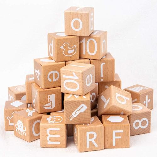 ANWoRLeT wooden blocks,31 pcs abc building blocks,wooden alphabet baby blocks,counting & building block set,blocks toys for 3+ year ol