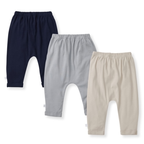 Solid Organic Cotton Baby Pants 3 Pack midnight