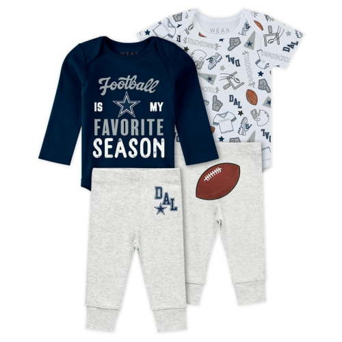 Newborn & Infant WEAR by Erin Andrews Dallas Cowboys Three-Piece Turn Me Around Bodysuits & Pant Set