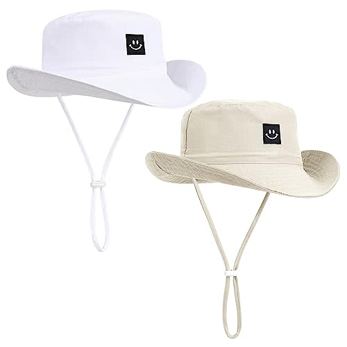Baby Sun Hat, Newborn Toddler Foldable Beach Hat UPF 50+ Sun Protection Bucket Hat for Boys Girls Adjustable Cap (0-6 Months)