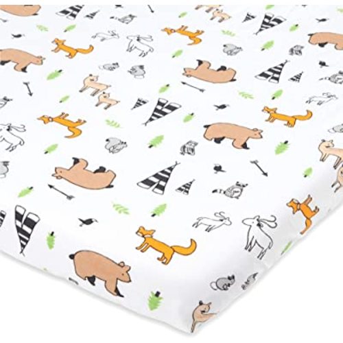 Travel Lite Crib Sheet Compatible with Graco Travel Lite Crib with Stages – Fits Perfectly on 20” x 30” Mattress Without Bunching Up – Snuggly Soft Jersey Cotton – Woodland