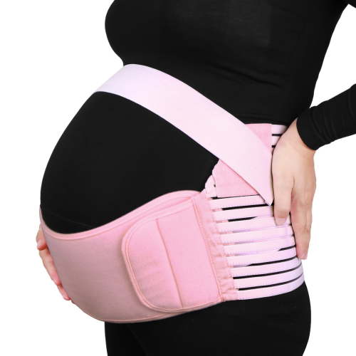 Unique Bargains Maternity Belly Support Belt Adjustable Nylon Wrap L Pink