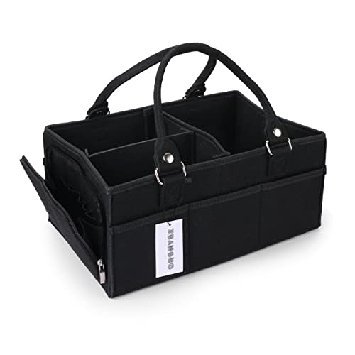 XUANGUO Baby Diaper Caddy Organizer for Boy Large Nursery Storage Bin Basket Portable Holder Tote Bag for Changing Table and Car Baby Shower Gifts Newborn Essentials Baby Must Haves Items black