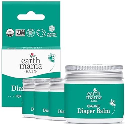 Earth Mama Organic Diaper Balm | Diaper Cream with Calendula | Calm Skin Baby Essentials for Diaper Bag |Multipurpose Baby Ointment, 2-Fluid Ounce (4-Pack)
