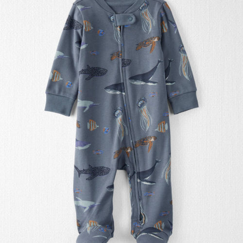 Deep Blue Sea Print Baby Organic Cotton Sleeper Pyjamas | Carter’s Oshkosh Canada