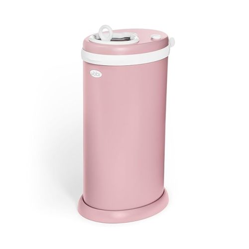 Ubbi Stainless Steel Diaper Pail, Odor Locking, No Special Bag Required, Award-Winning, Registry Must-Have, Fig Blossom