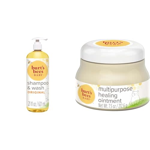 Burt's Bees Baby Shampoo and Wash Set with Healing Ointment, Natural Origin Plant Based Formula, 2-in-1 Shampoo 21 Oz and Ointment 7.5 Oz
