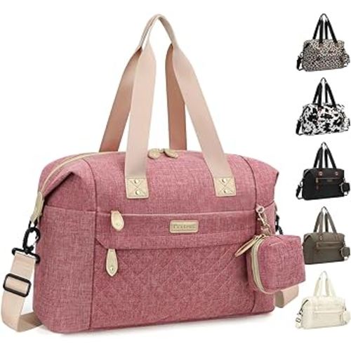 Diaper Bag Tote - Diaper Baby Bags with Pacifier Case, Shoulder Straps, Stroller Clips, Waterproof Large Mommy Bag Maternity Bag Travel Baby Bag for Mom and Dad, Pink