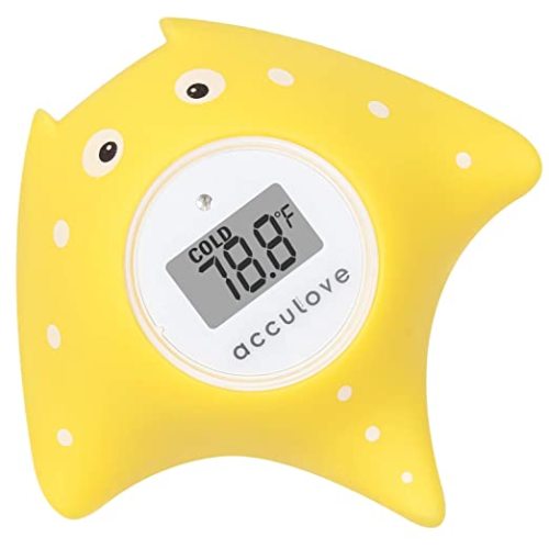 Baby Bath Thermometer Baby Safety and Floating Bath Toy Bathtub Temperature Thermometer Yellow Fish Only for Fahrenheit Authorized by Acculove