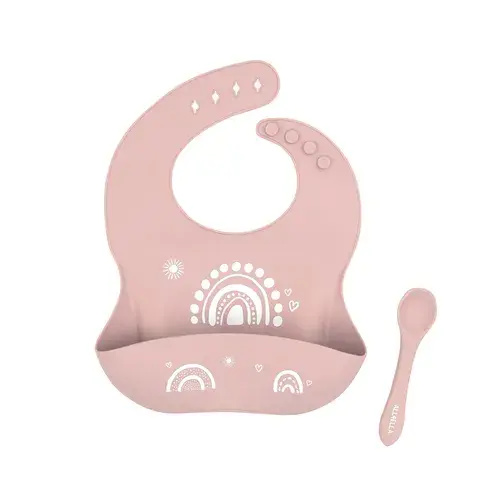 All4Ella-Silicone Bib-Rainbow Dust Pink | Baby Bunting AU