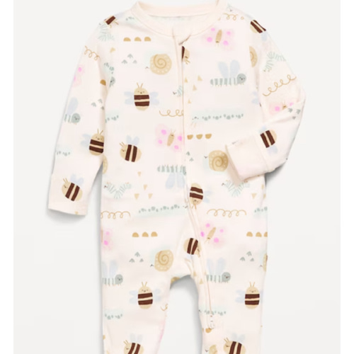Ruffle-Trim 2-Way-Zip Sleep & Play Footed One-Piece for Baby
