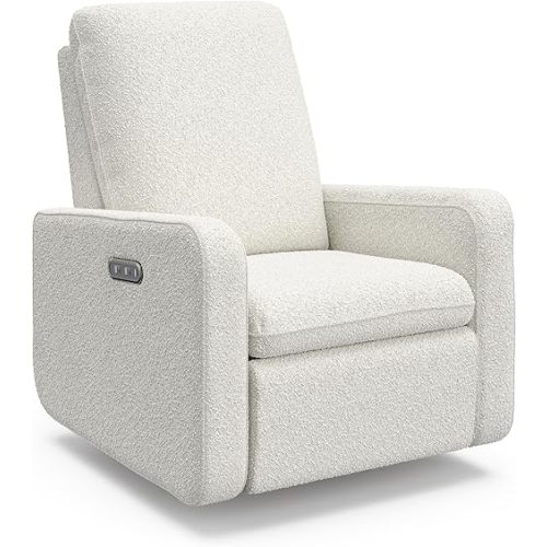 Graco Teddi Power Recliner Swivel Glider, Electronic Power Recline, Oeko-TEX 100 Certified, USB-A & USB-C Charger, Premium Cushioning & Comfort – (Ivory Boucle)