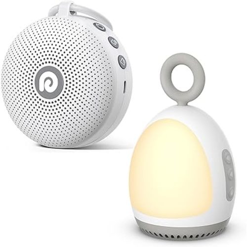 Dreamegg D11 Max White Bundle with XT-6 Grey Portable Sound Machine for Baby, Soothing Sound, Noise Canceling for Office&Sleeping, Sound Therapy for Home, Travel, Registry Gift