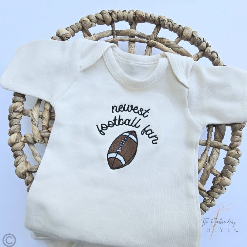 Embroidered Newest Football Fan ONESIES® brand, New to the Club, Crew, Daddy's Buddy, Pregnancy Baby Announcement, Unique Bodysuit, Misc 283