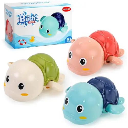 SEPHIX Bath Toys for Toddlers 1-3, Cute Swimming Turtle Bath Toys for 1 2 Year Old Boy Girl Gifts, Water Pool Toys for Baby Toddler Toys Age 1-4, Wind-up Infant Bathtub Toys, 3 Pack