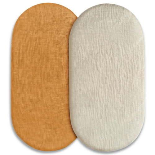 Gllquen Baby Bassinet Sheets 100% Muslin Cotton for Baby Boys and Girls 2 Pack Set 32"X16", Elegant