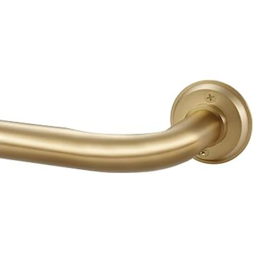 1 1/8 Inch Diameter Room Darkening Curtain Rods 48-84”, Heavy Duty Window Wrap Around Drapery Rod with Aluminum Bracket, All Accessories, Wall Mounted Ceiling Mounted, Adjustable Length, Brushed Gold