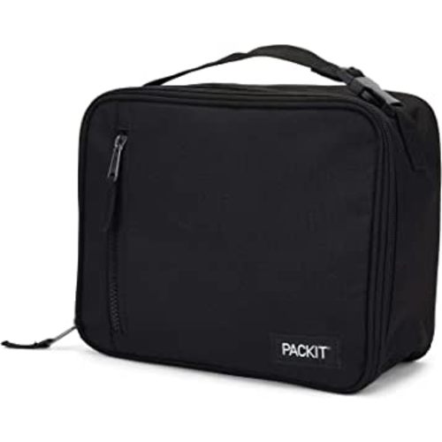 PackIt Freezable Classic Lunch Box, Black, Built with EcoFreeze® Technology, Collapsible, Reusable, Zip Closure With Zip Front Pocket and Buckle Handle, Designed for Fresh Lunches
