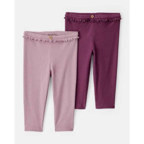 Baby Girl 2-Pack Ruffle Waist Rib Pants - Purple - Carter's | Carter's