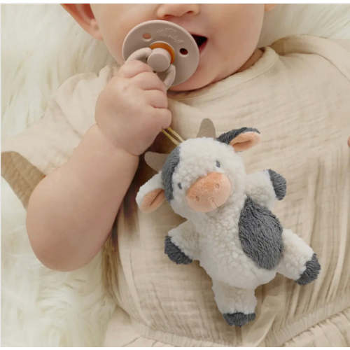 Cow pacifier and plush friend