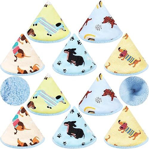 Timgle 10 Pcs Coral Velvet Pee Covers Baby Boy, Strong Water Absorption Pee Shield for Baby Boy, Reusable Pee Cap, Diaper Changing Accessory for Boys Newborn Gift (Dachshund)