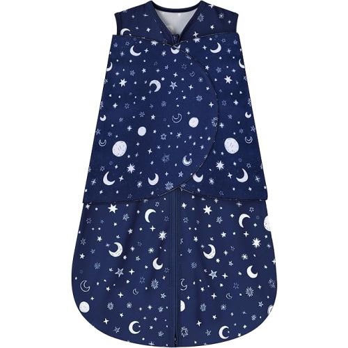 Newborn Sleep Sack Baby Swaddle,swaddle me 3-6 month,3-Way Adjustable Wearable Blanket,100% Rayon Cotton Swaddling sleeping bag，TOG 0.5 (Starry Sky, 3-6 Months)