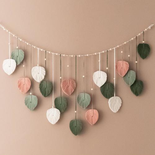 Macrame Leaves Garland, Mid Century Modern, Bunting Garland, Nursery Wall Art, Boho Leaf Tapestry, Safari Jungle Theme L09