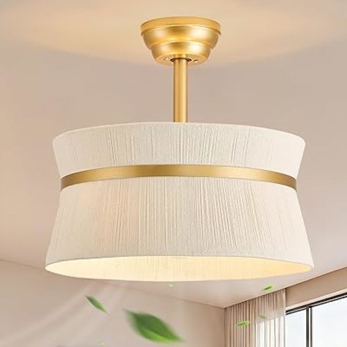 Boho Caged Ceiling Fan with Light，Rattan Fandelier Ceiling Fan with Light and Remote Control, Coastal Chandelier Fan for Bedroom, Living Room,Kitchen,Foyer(20 Inch, 6 Speed, Timing Adjustable Height)