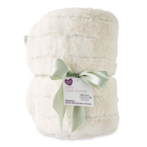 Parent's Choice Premium Plush Ivory Blanket with Faux Sherpa Lining, for Baby and Toddler, 30" x 40"
