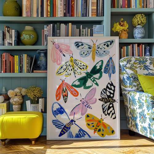 Etsy Colorful Moth Art Print