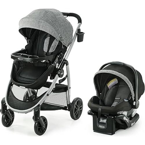 Graco Modes Pramette Travel System | Stroller & Car Seat Combo | 3-in-1 Stroller Modes | Includes Graco SnugRide 35 Infant Car Seat | Ellington