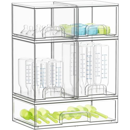 SpaceAid Baby Bottle Storage Organizer for Countertop, 5 Pack, 2S2M1L, 15.4" H