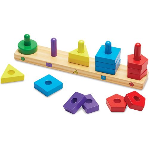 Melissa & Doug Stack and Sort Board - Wooden Educational Toy With 15 Solid Wood Pieces