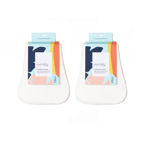 Esembly Overnighters, Cloth Diaper Doubler, Absorbency Booster, Reusable Organic Cotton Diaper Stay-Dry Liner for Nighttime or Heavy Wetters, Super Thirsty Cloth Diaper Insert, One Size, Pack of 4