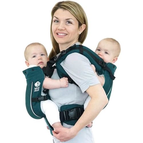 TwinGo Carrier - Air Model - Modern Teal - Great for All Seasons - Breathable Mesh - Fully Adjustable Tandem or 2 Single Baby Carrier for Men, Woman XS-XXL - Twins and Babies 10-45 lbs