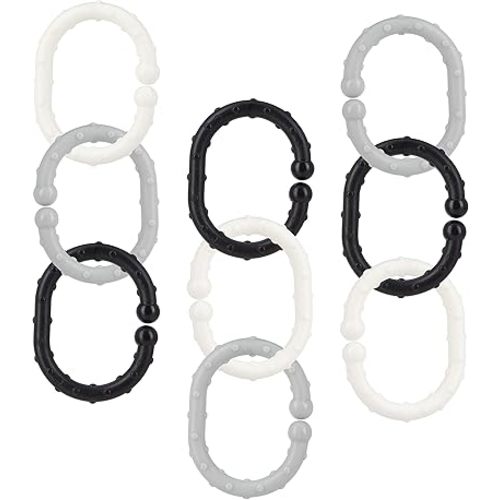 Nuby Linkables, Black, Grey, and White Attachable Links for Strollers, Car Seats, and Travel