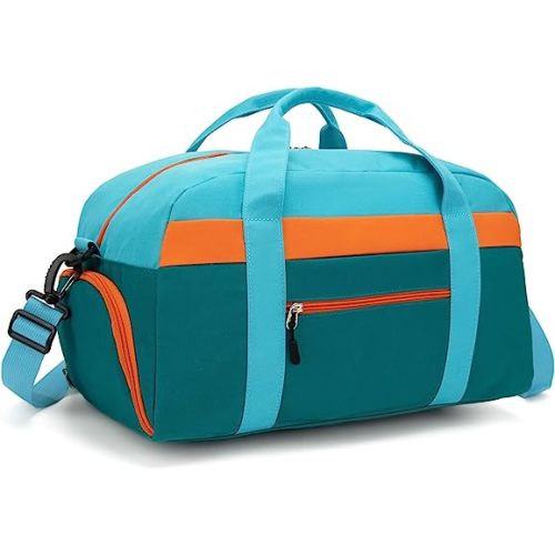 HawLander Kids Duffle Bag for Boys or Girls, Fit School Practice, or Overnight Travel (Blue Green)