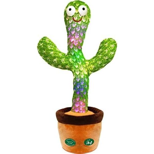 Pbooo [Update Volume Adjustable Dancing Talking Cactus Mimicking Toy, Talking Repeat Singing Cactus Toy 120 Pcs Songs for Baby 16s Record Your Sound with Led Light
