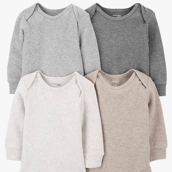 Simple Joys by Carter's 4-pack Soft Thermal Long Sleeve Bodysuits, 0-3M