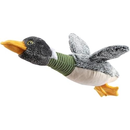 Best Pet Supplies Interactive Mallard Mates Dog Toy with Crinkle and Squeaky Enrichment for Small and Medium Breed Puppies or Dogs, Cute and Plush - Mallard Duck Wing (Gray), Small