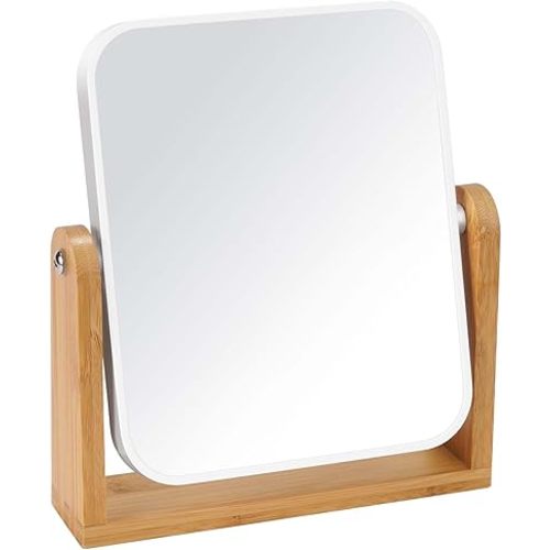 LFOYOU Vanity Makeup Mirror with Stand, 1X/3X Magnification Double Sided 360 Degree Swivel Magnifying Mirror, 8 Inch Portable Table Desk Counter top Mirror Bathroom Shaving Mirror