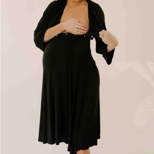 Lila Labor & Postpartum Gown in Black