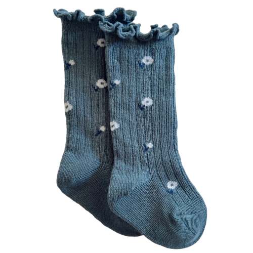 Lettuce Edge Socks, Country Blue Floral