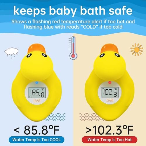 b&h Duck Baby Bath Thermometer, Toddlers Bath Temperature Thermometer Safety Floating Toy, Bathtub Thermometer, at Fahrenheit and Celsius Degree - Yellow Duck