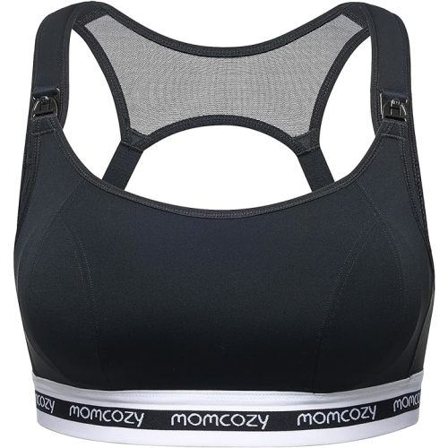 Momcozy Nursing Bras for Breastfeeding, FB011 Low-Impact Nursing Sports Bra Support Maternity Pregnancy Padded Wireless Bra