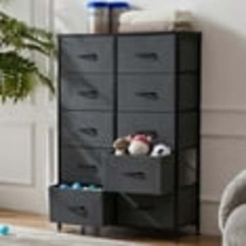 ZUNMOS 10 Drawer Fabric Dresser for Bedroom, Chest of Drawer Organizer Storage Cabinet for Closet, Entryway, Grey